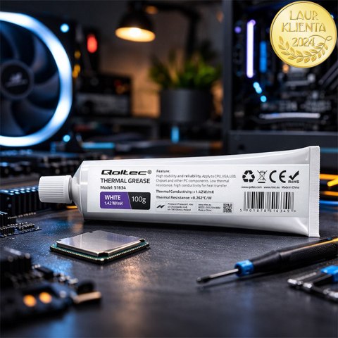 Qoltec Pasta termoprzewodząca 1.42 W/m-K | 100g | Biała