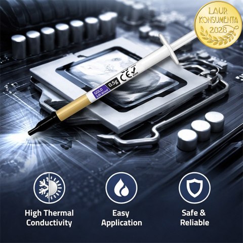 Qoltec Pasta termoprzewodząca 3.05 W/m-K | 0.5g | Złota