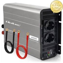 Qoltec Przetwornica napięcia MS Wave | 12V na 230V | 2000/4000W | USB | Kompatybilna z LiFePO4 GEL AGM
