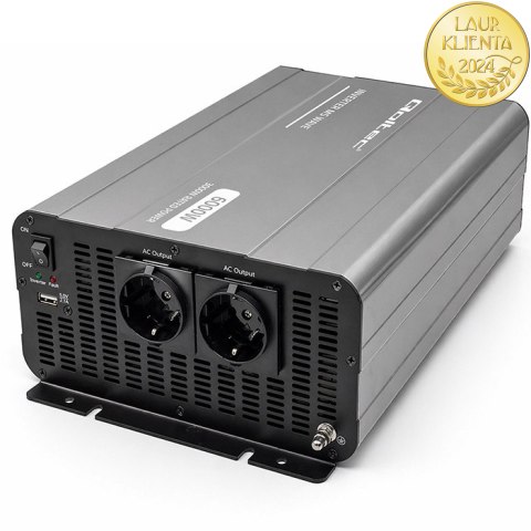 Qoltec Przetwornica napięcia MS Wave | 12V na 230V | 3000/6000W | USB | Kompatybilna z LiFePO4 GEL AGM