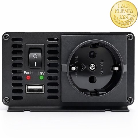 Qoltec Przetwornica napięcia MS Wave | 12V na 230V | 300/600W | USB | Kompatybilna z LiFePO4 GEL AGM