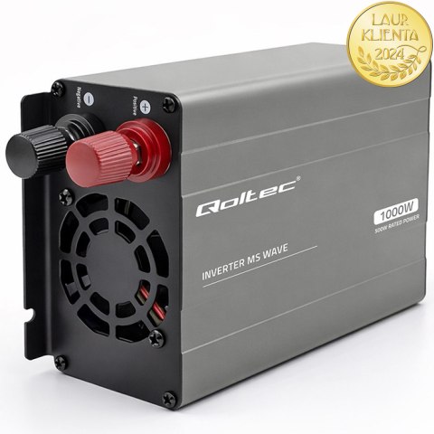 Qoltec Przetwornica napięcia MS Wave | 12V na 230V | 500/1000W | USB | Kompatybilna z LiFePO4 GEL AGM