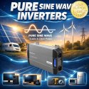 Qoltec Przetwornica napięcia Pure Sine Wave | 12V na 230V | 2500/5000W | LCD | USB | USB-C | Kompatybilna z LiFePO4 GEL AGM