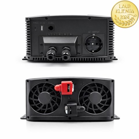 Qoltec Przetwornica napięcia Pure Sine Wave | 12V na 230V | 3000/6000W | LCD | USB | USB-C | Kompatybilna z LiFePO4 GEL AGM