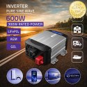 Qoltec Przetwornica napięcia Pure Sine Wave | 12V na 230V | 300/600W | LCD | USB | USB-C | Kompatybilna z LiFePO4 GEL AGM