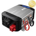 Qoltec Przetwornica napięcia Pure Sine Wave | 12V na 230V | 300/600W | LCD | USB | USB-C | Kompatybilna z LiFePO4 GEL AGM