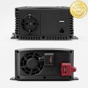 Qoltec Przetwornica napięcia Pure Sine Wave | 12V na 230V | 300/600W | LCD | USB | USB-C | Kompatybilna z LiFePO4 GEL AGM