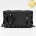 Qoltec Przetwornica napięcia Pure Sine Wave | 12V na 230V | 300/600W | LCD | USB | USB-C | Kompatybilna z LiFePO4 GEL AGM