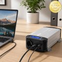 Qoltec Przetwornica napięcia Pure Sine Wave z UPS | 12V na 230V | 1000/2000W | LCD | USB | USB-C | Kompatybilna z LiFePO4 GEL AG
