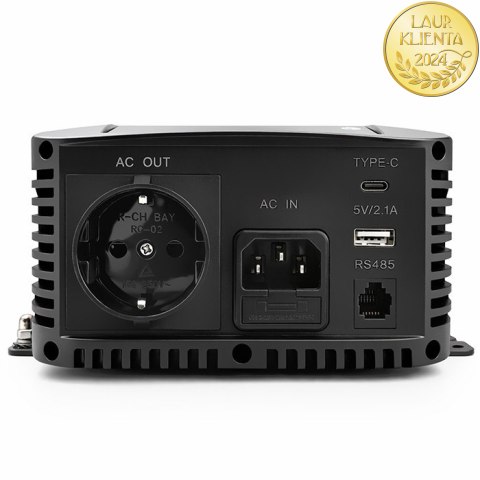 Qoltec Przetwornica napięcia Pure Sine Wave z UPS | 12V na 230V | 1000/2000W | LCD | USB | USB-C | Kompatybilna z LiFePO4 GEL AG