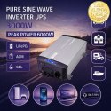 Qoltec Przetwornica napięcia Pure Sine Wave z UPS | 12V na 230V | 3000/6000W | LCD | USB | USB-C | Kompatybilna z LiFePO4 GEL AG