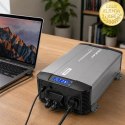 Qoltec Przetwornica napięcia Pure Sine Wave z UPS | 12V na 230V | 3000/6000W | LCD | USB | USB-C | Kompatybilna z LiFePO4 GEL AG