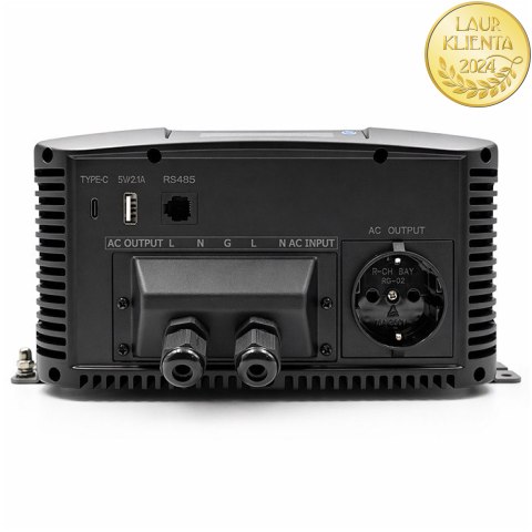 Qoltec Przetwornica napięcia Pure Sine Wave z UPS | 12V na 230V | 3000/6000W | LCD | USB | USB-C | Kompatybilna z LiFePO4 GEL AG