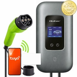 Qoltec Stacja ładowania EV Typ2 do samochodu elektrycznego i hybryd | 3 fazy | 22kW | 32A | Wi-fi | LCD | RFID | Smart life | T