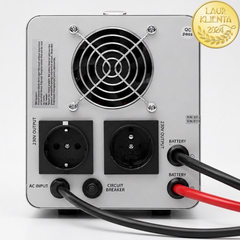 Qoltec Zasilacz awaryjny UPS Pure Sine Wave | 1000VA/720W | Przetwornica 12/230V z AVR | LCD | LiFePO4 AGM GEL