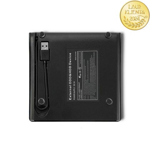 Qoltec Zewnętrzny Napęd Nagrywarka Odtwarzacz płyt CD DVD | USB 3.0 | Czarny