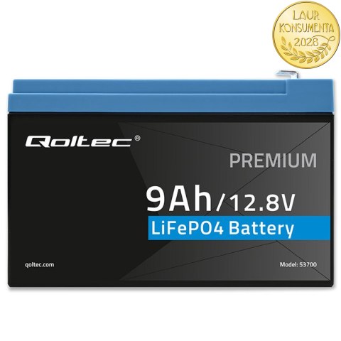 Qoltec Akumulator LiFePO4 Litowo-Żelazowo-Fosforanowy | 12.8V | 9Ah | 115.2Wh | BMS