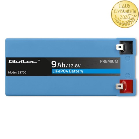 Qoltec Akumulator LiFePO4 Litowo-Żelazowo-Fosforanowy | 12.8V | 9Ah | 115.2Wh | BMS