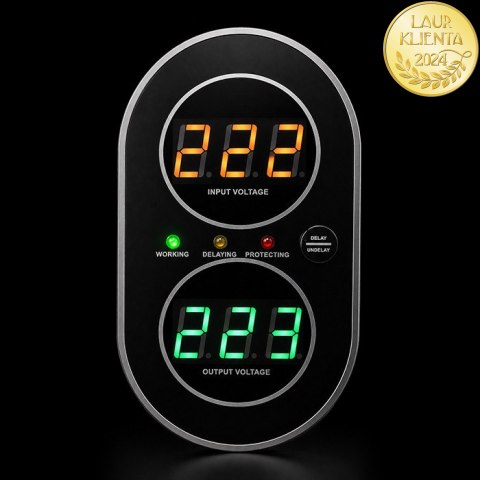 Qoltec Automatyczny Stabilizator napięcia AVR 3000VA | 1800W | Compact | Toroidalny transformator