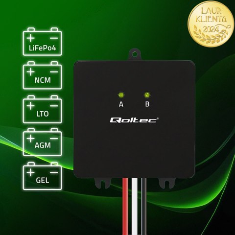 Qoltec Balanser napięcia 24V do akumulatorów 2 x 12V | 5A | LiFePO4 AGM GEL