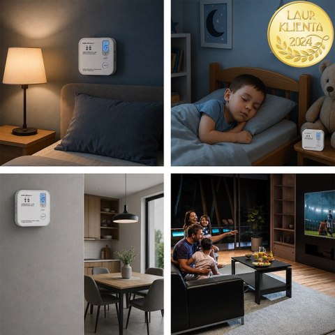 Qoltec Certyfikowany bezprzewodowy Czujnik tlenku węgla (czadu) z baterią | detektor CO | TUYA | Wi-fi | żywotność sensora 10 la