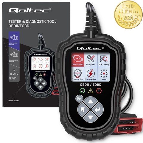 Qoltec Cyfrowy Tester diagnostyczny ProLine | OBD2 EOBD | Polskie MENU | 8V-25V | Dual System