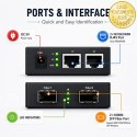 Qoltec Dwukierunkowy Media Konwerter SWITCH Ethernet 2x RJ45 2x SFP| 1000Mb/s | 5V