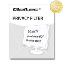 Qoltec Filtr prywatyzujący RODO 20" | 16:10 | Ochrona wzroku | Panoramiczny