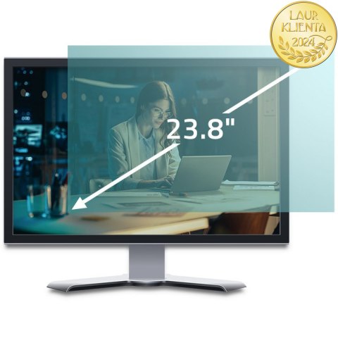Qoltec Filtr światła niebieskiego 23.8" | 16:9 | Ochrona wzroku | Anti Glare | Matowy | na monitor