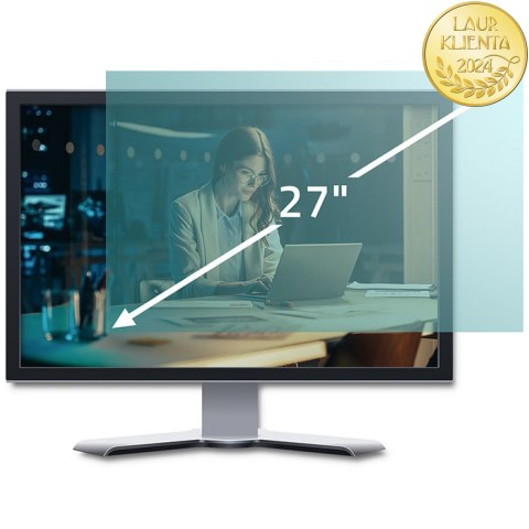 Qoltec Filtr światła niebieskiego 27" | 16:9 | Ochrona wzroku | Anti Glare | Matowy | na monitor