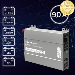 Qoltec Inteligentna profesjonalna ładowarka Monolith do akumulatorów LiFePO4 AGM GEL SLA | 90A | 12V | Szybkie ładowanie