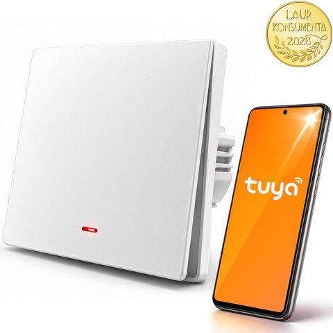 Qoltec Inteligentny 1-kanałowy włącznik wyłacznik światła | Wi-Fi | Timer | Tuya | Smart life | Biały
