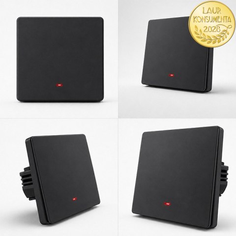 Qoltec Inteligentny 1-kanałowy włącznik wyłącznik światła | Wi-Fi | Timer | Tuya | Smart life | Czarny
