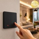 Qoltec Inteligentny 2-kanałowy włącznik wyłącznik światła | Wi-Fi | Timer | Tuya | Smart life | Czarny