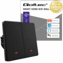 Qoltec Inteligentny 2-kanałowy włącznik wyłącznik światła | Wi-Fi | Timer | Tuya | Smart life | Czarny