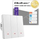 Qoltec Inteligentny 3-kanałowy włącznik wyłacznik światła | Wi-Fi | Timer| Tuya | Smart life | Biały