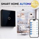 Qoltec Inteligentny dotykowy 1-kanałowy włącznik wyłącznik światła | Wi-Fi | Timer | Tuya | Smart life | Hartowane szkło | Czarn