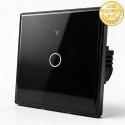 Qoltec Inteligentny dotykowy 1-kanałowy włącznik wyłącznik światła | Wi-Fi | Timer | Tuya | Smart life | Hartowane szkło | Czarn