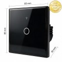 Qoltec Inteligentny dotykowy 1-kanałowy włącznik wyłącznik światła | Wi-Fi | Timer | Tuya | Smart life | Hartowane szkło | Czarn
