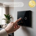 Qoltec Inteligentny dotykowy 2-kanałowy włącznik wyłącznik światła | Wi-Fi | Timer | Tuya | Smart life | Hartowane szkło | Czarn