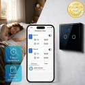 Qoltec Inteligentny dotykowy 2-kanałowy włącznik wyłącznik światła | Wi-Fi | Timer | Tuya | Smart life | Hartowane szkło | Czarn