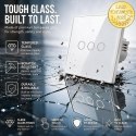 Qoltec Inteligentny dotykowy 3-kanałowy włącznik wyłącznik światła | Wi-Fi | Timer | Tuya | Smart life | Hartowane szkło | Biał