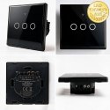 Qoltec Inteligentny dotykowy 3-kanałowy włącznik wyłącznik światła | Wi-Fi | Timer | Tuya | Smart life | Hartowane szkło | Czar
