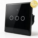 Qoltec Inteligentny dotykowy 3-kanałowy włącznik wyłącznik światła | Wi-Fi | Timer | Tuya | Smart life | Hartowane szkło | Czar