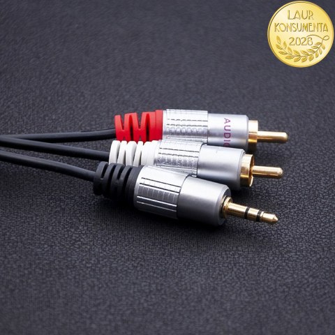 Qoltec Kabel 2x RCA / Mini Jack 3.5mm| 1m | Czarny