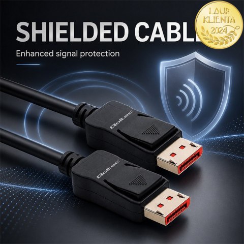 Qoltec Kabel DisplayPort v2.1 męski | DisplayPort v2.1 męski | 8K | 40G | 2m