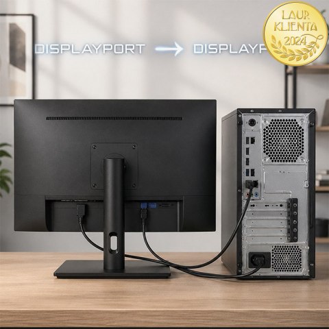 Qoltec Kabel DisplayPort v2.1 męski | DisplayPort v2.1 męski | 8K | 54G | 1.5m