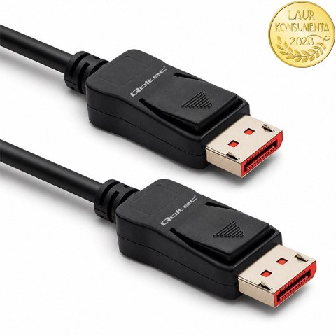 Qoltec Kabel DisplayPort v2.1 męski | DisplayPort v2.1 męski | 8K | 54G | 5m