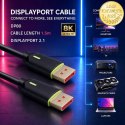 Qoltec Kabel DisplayPort v2.1 męski | DisplayPort v2.1 męski | 8K | 80G | 1.5m
