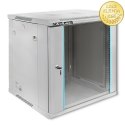 Qoltec Szafa RACK 19" | 12U | 600 x 635 x 450 | Hartowane drzwi | Wisząca | Stalowa obudowa | Zamek | Szara